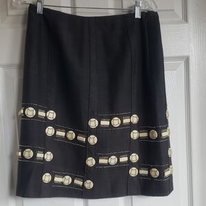 Per Se Black Skirt with Gold And Bead Detailing